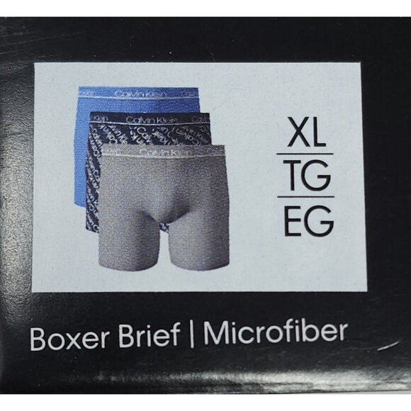 Calvin Klein Boxer Brief Size XL  3 Pack Microfiber Stretch Soft Blue Navy& Gray - Picture 7 of 8